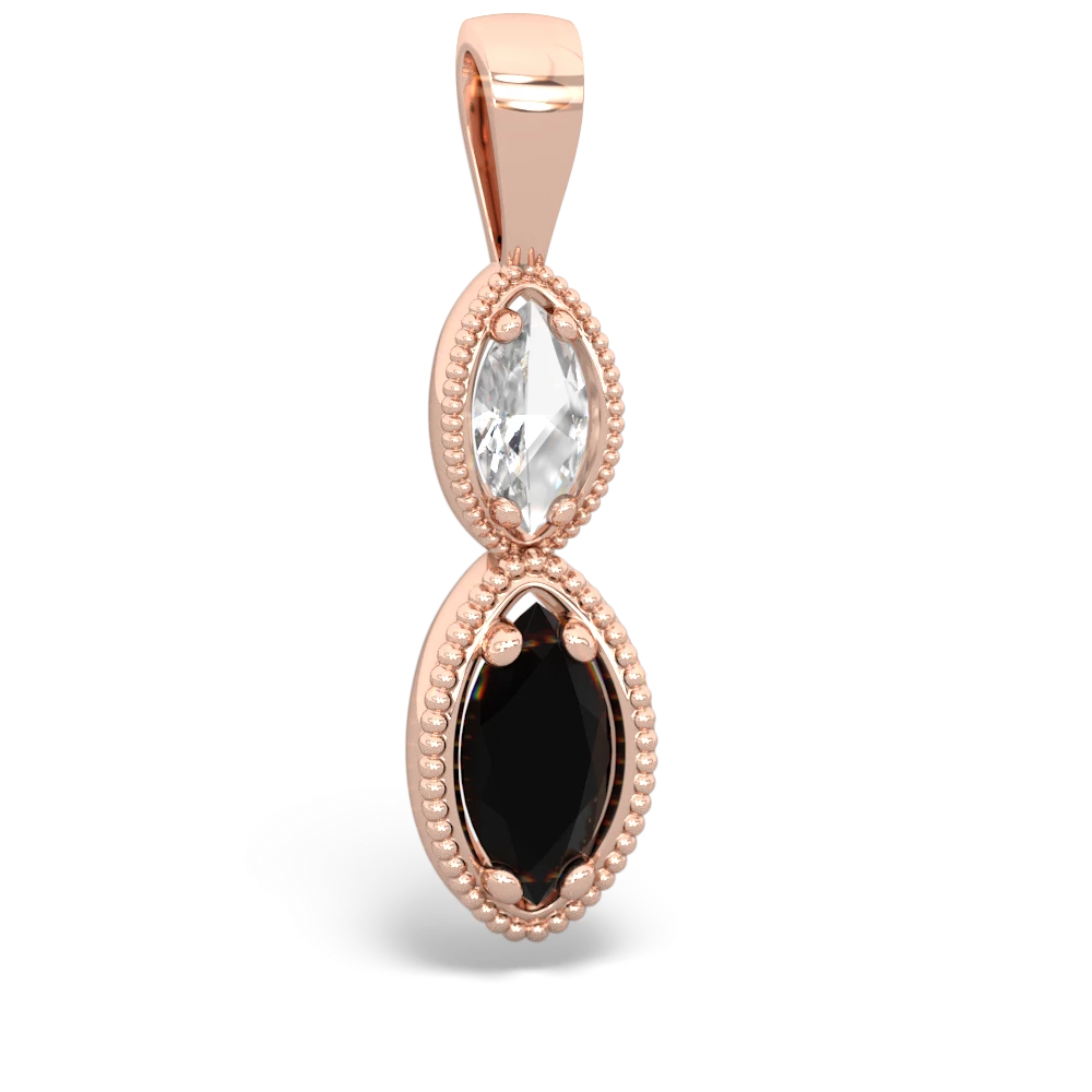 White Topaz Antique-Style Halo 14K Rose Gold pendant P5700