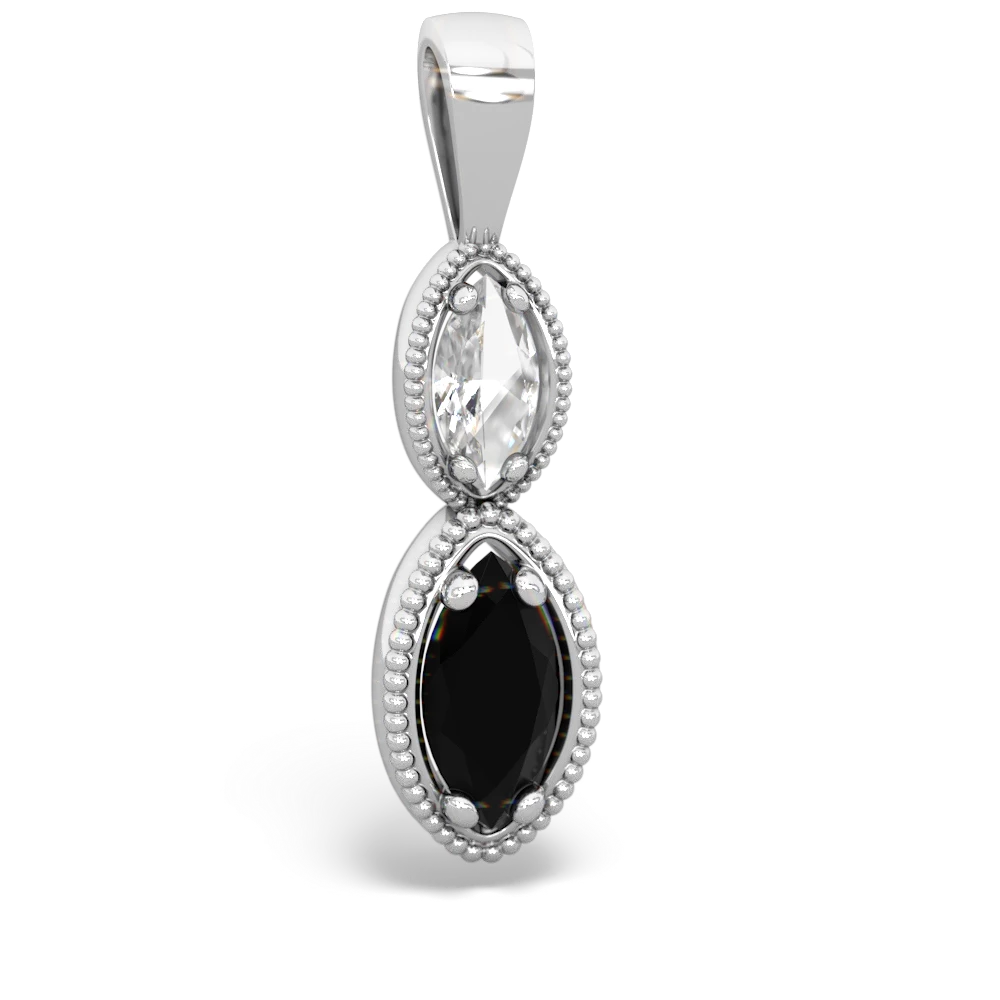 White Topaz Antique-Style Halo 14K White Gold pendant P5700