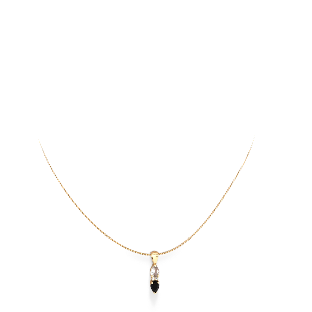 White Topaz Bowtie Drop 14K Yellow Gold pendant P0865