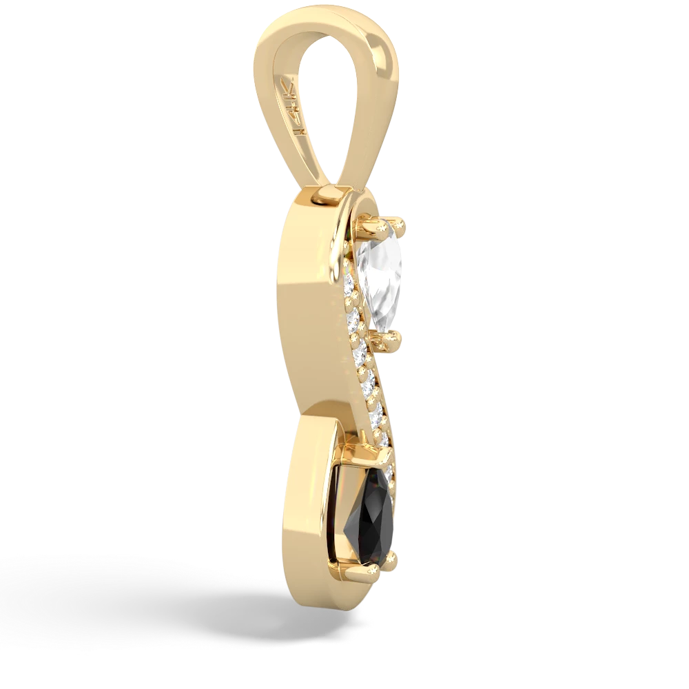 White Topaz Diamond Infinity 14K Yellow Gold pendant P5390