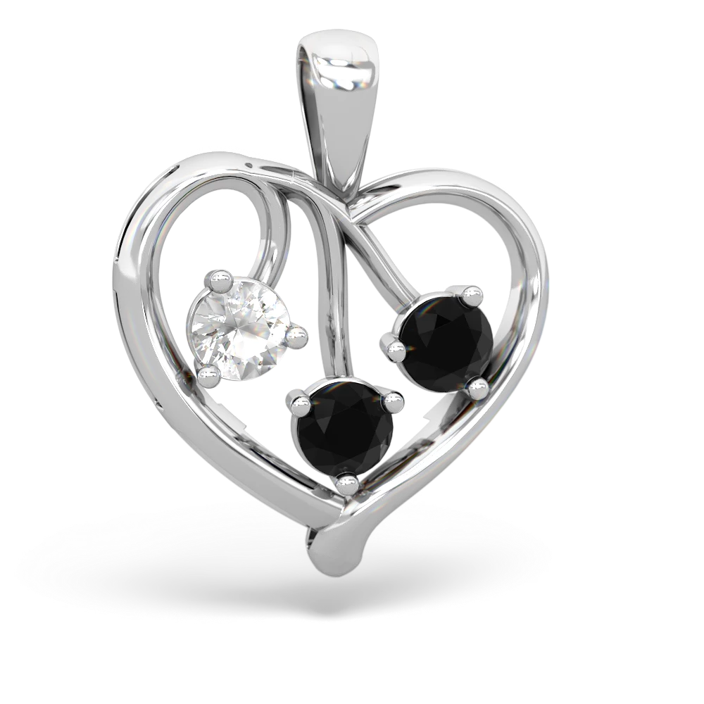 White Topaz Glowing Heart 14K White Gold pendant P2233