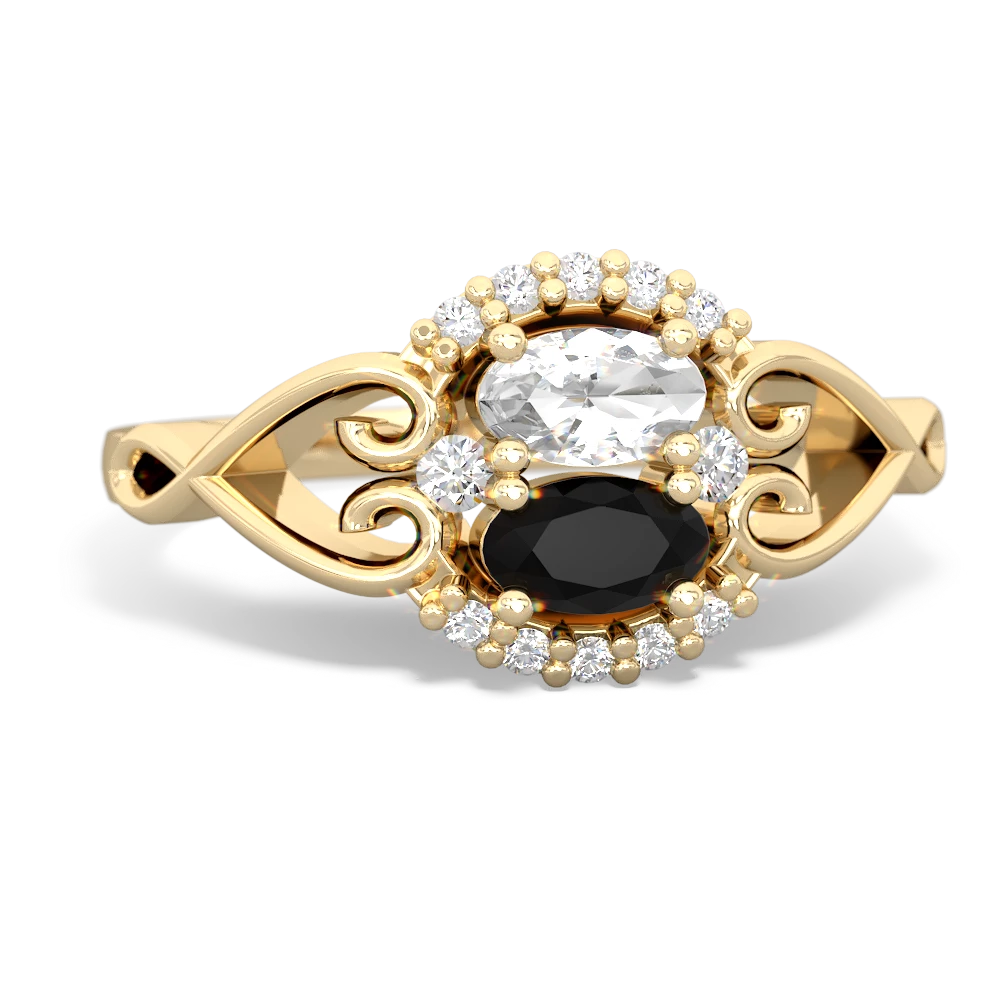 White Topaz Love Nest 14K Yellow Gold ring R5860