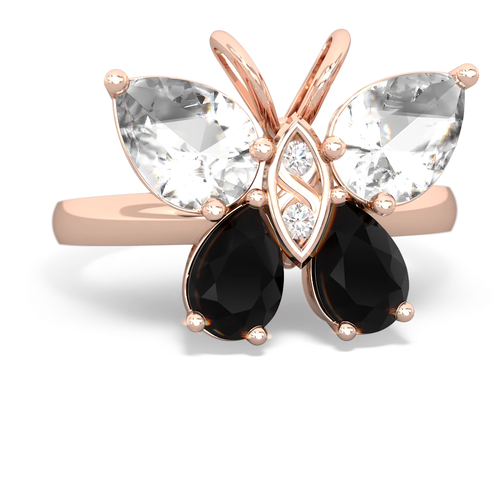 White Topaz Butterfly 14K Rose Gold ring R2215