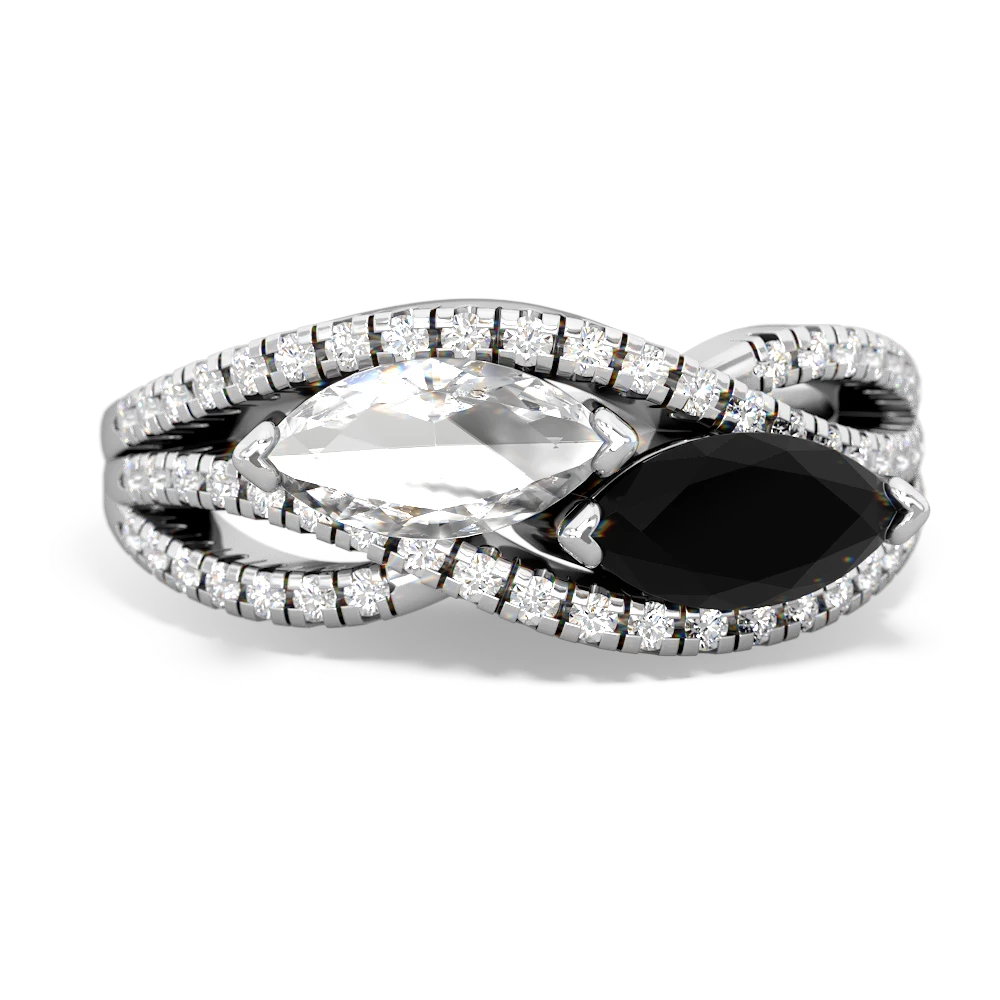 White Topaz Diamond Rivers 14K White Gold ring R3070