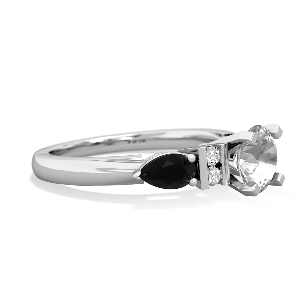 White Topaz 6Mm Round Eternal Embrace Engagement 14K White Gold ring R2005