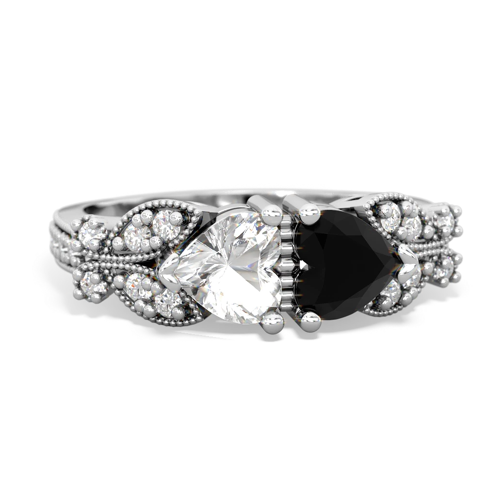 White Topaz Diamond Butterflies 14K White Gold ring R5601