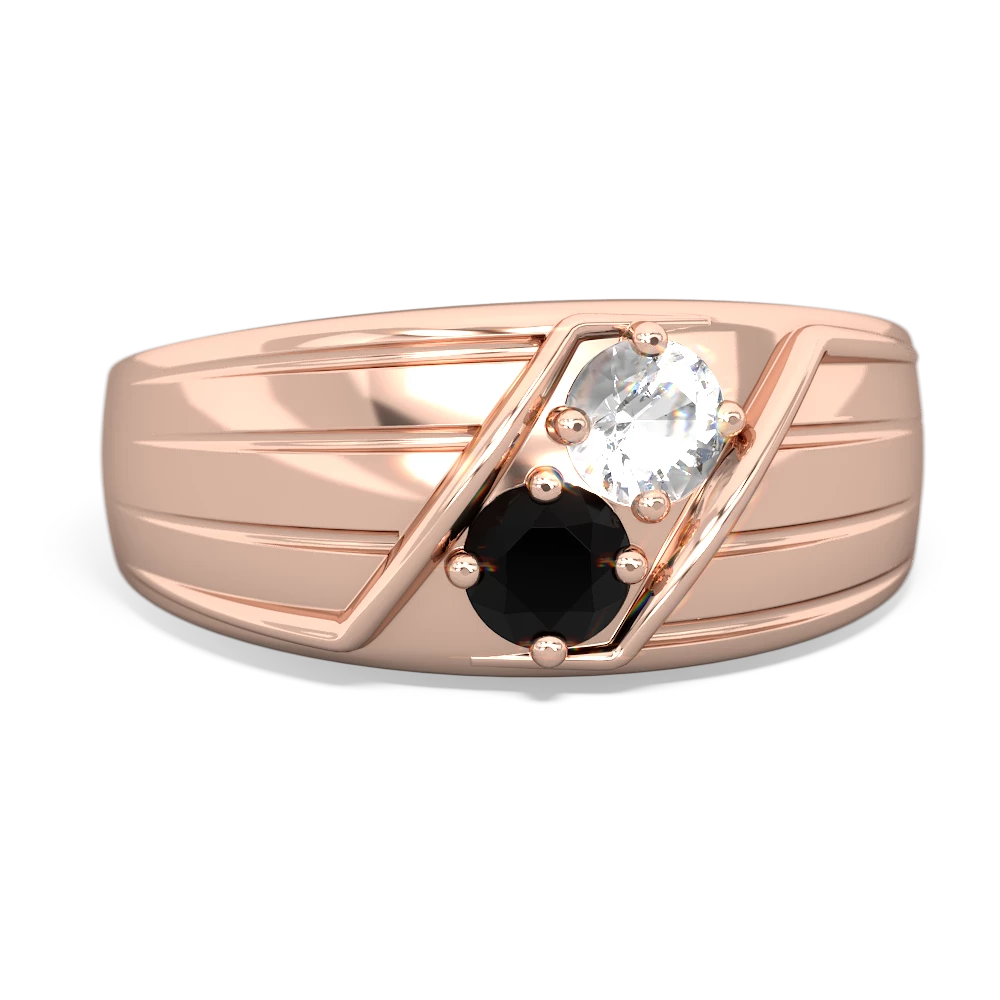 White Topaz Men's Streamline 14K Rose Gold ring R0460