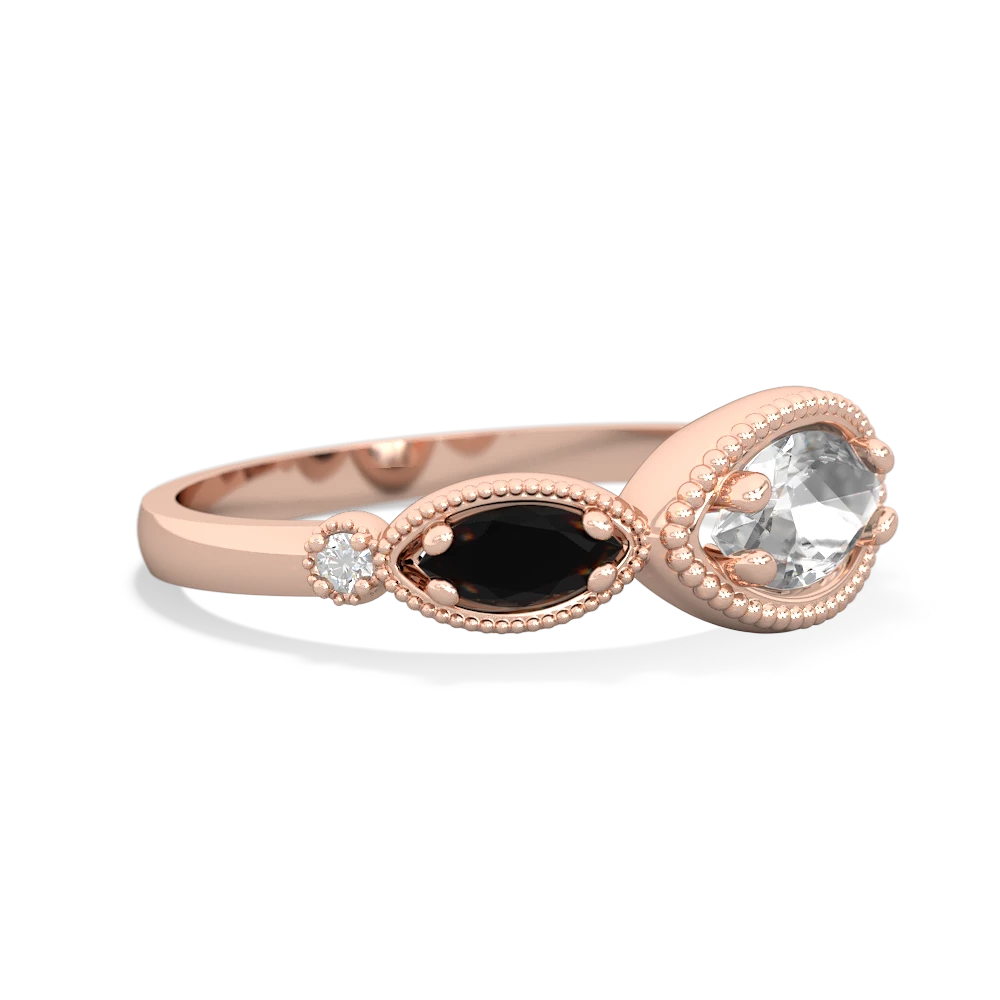 White Topaz Milgrain Marquise 14K Rose Gold ring R5700