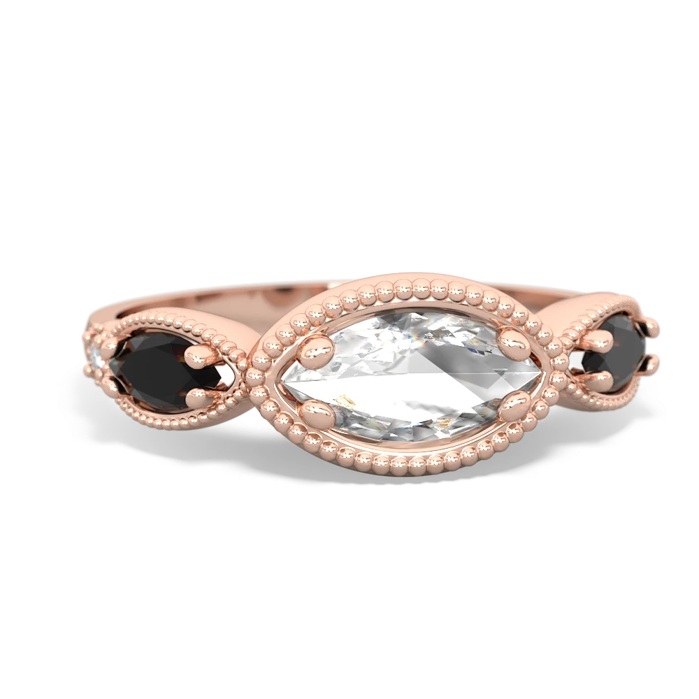 White Topaz Milgrain Marquise 14K Rose Gold ring R5700