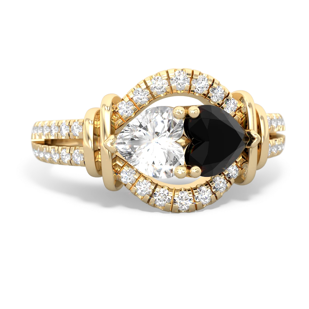 White Topaz Art-Deco Keepsake 14K Yellow Gold ring R5630