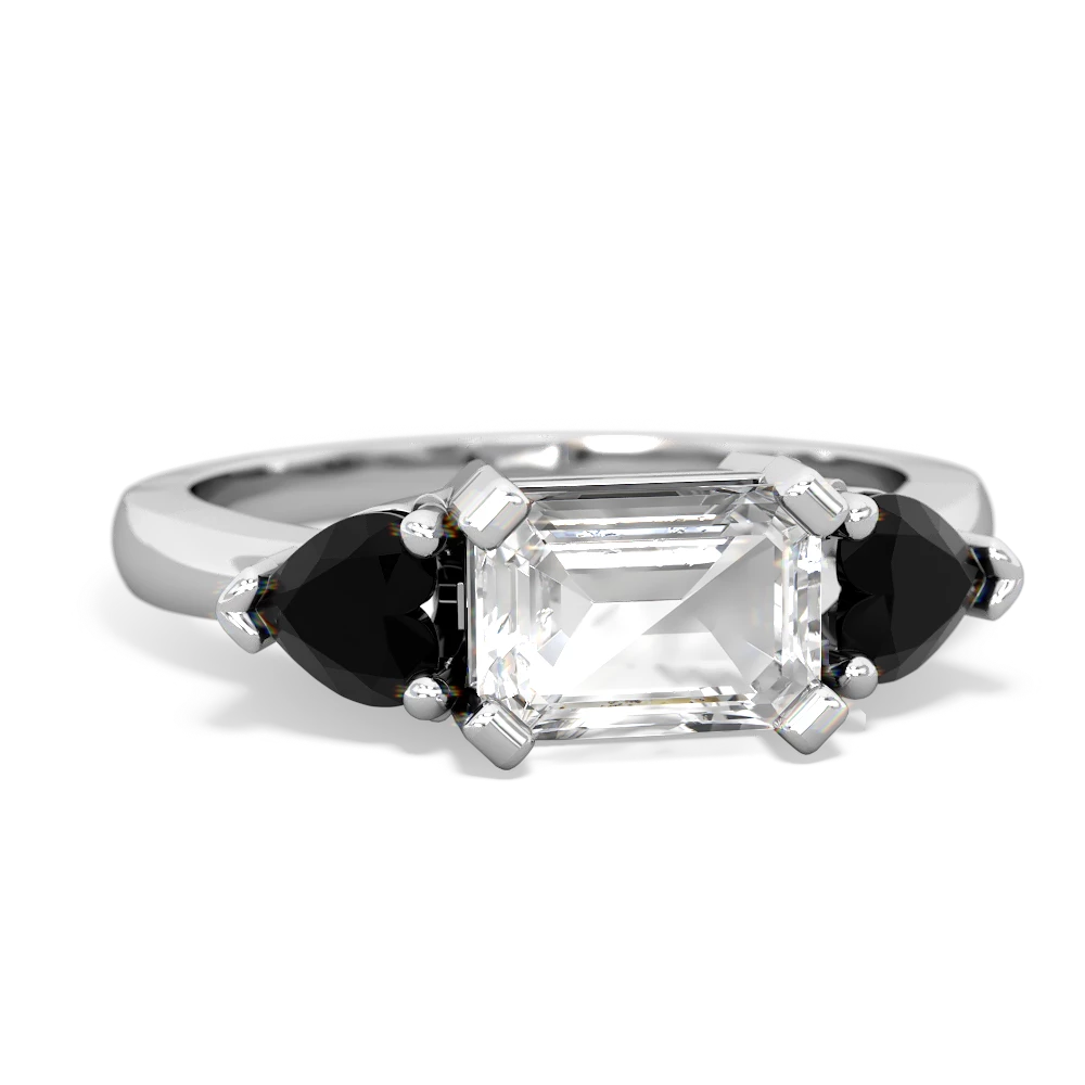 White Topaz Three Stone 14K White Gold ring R5235