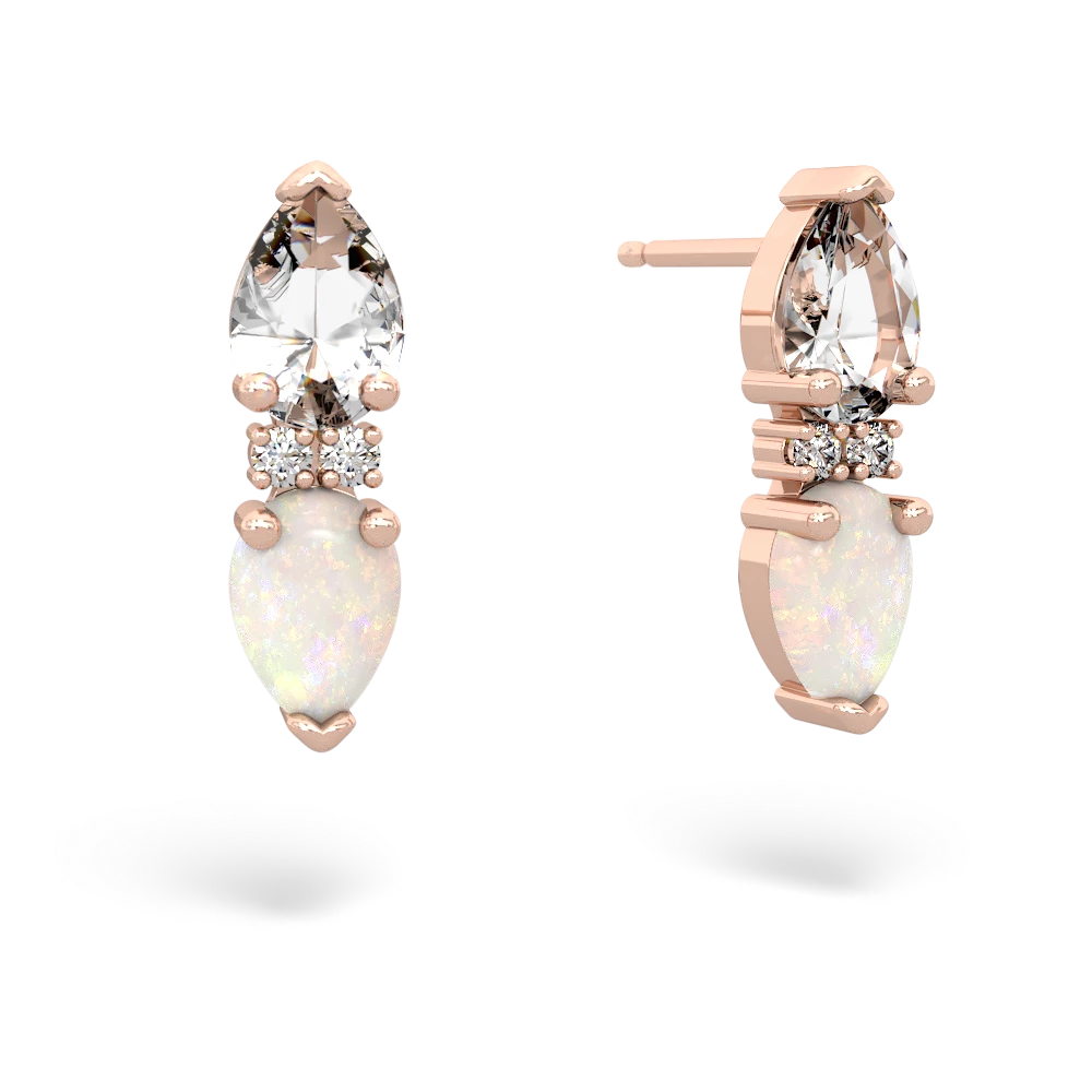 White Topaz Bowtie Drop 14K Rose Gold earrings E0865