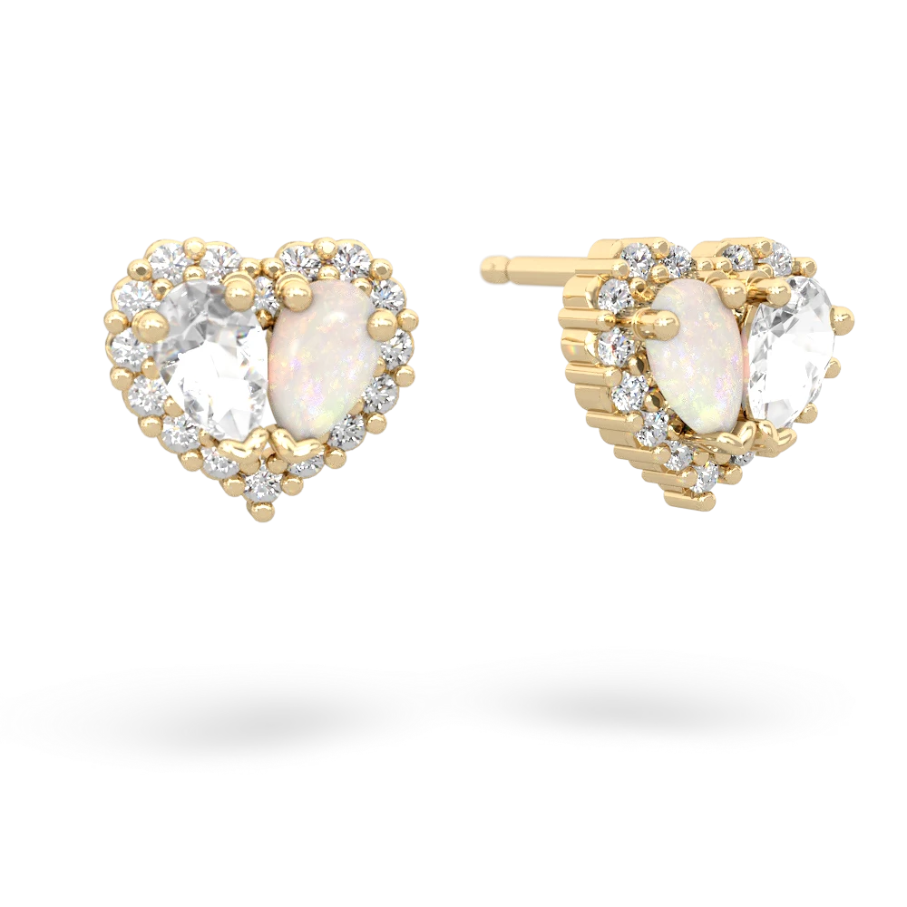 White Topaz Halo 14K Yellow Gold earrings E7008