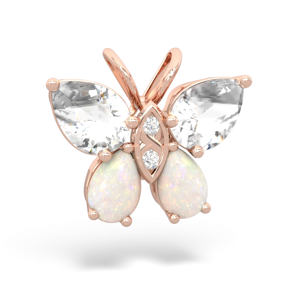 White Topaz Butterfly 14K Rose Gold pendant P2215