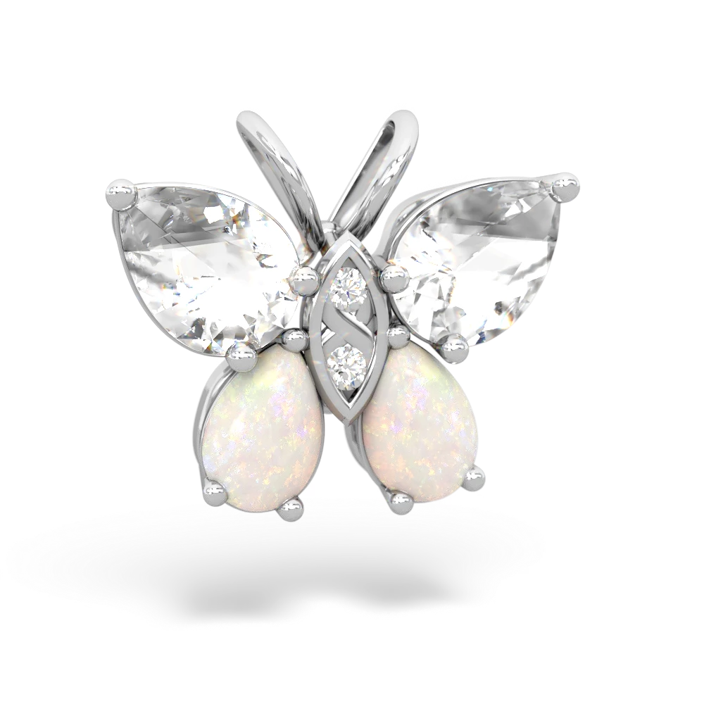 White Topaz Butterfly 14K White Gold pendant P2215