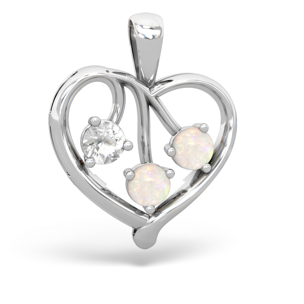 White Topaz Glowing Heart 14K White Gold pendant P2233