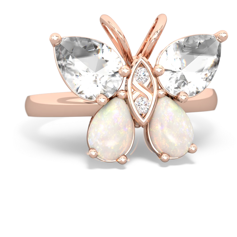 White Topaz Butterfly 14K Rose Gold ring R2215