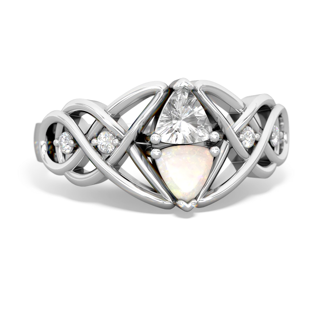 White Topaz Keepsake Celtic Knot 14K White Gold ring R5300