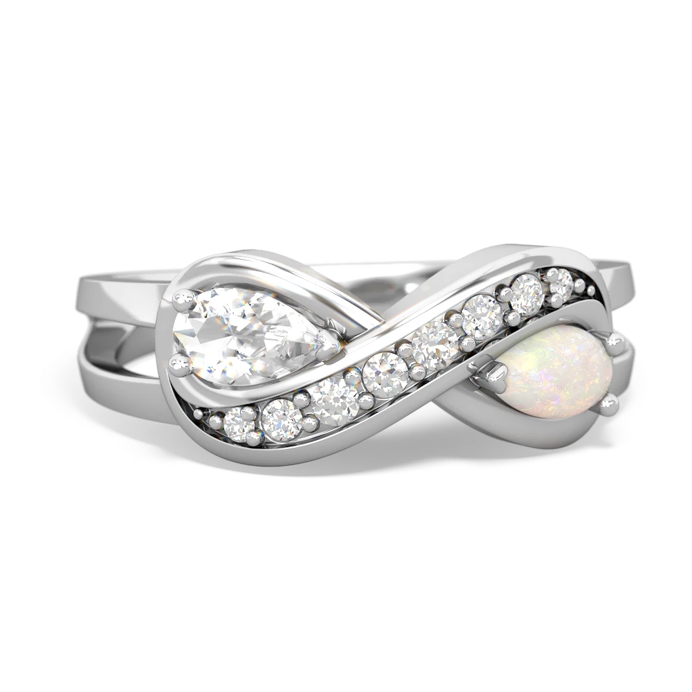 White Topaz Diamond Infinity 14K White Gold ring R5390