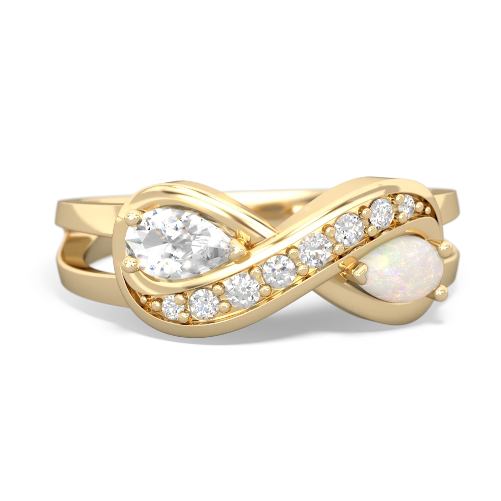 White Topaz Diamond Infinity 14K Yellow Gold ring R5390