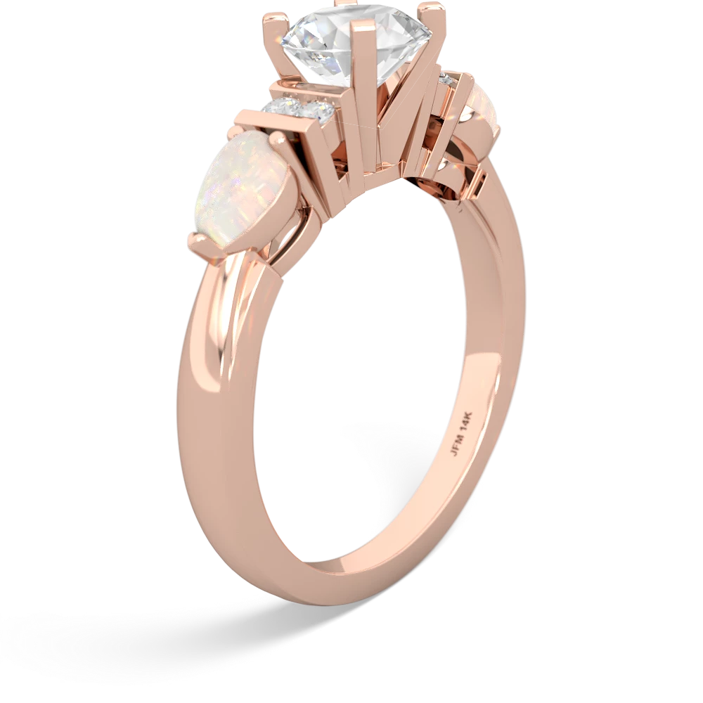 White Topaz 6Mm Round Eternal Embrace Engagement 14K Rose Gold ring R2005