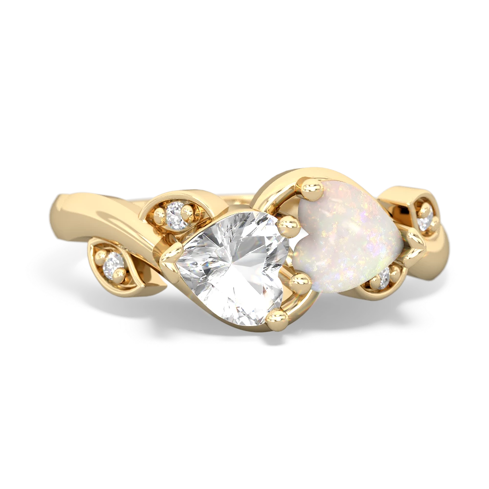 White Topaz Floral Elegance 14K Yellow Gold ring R5790