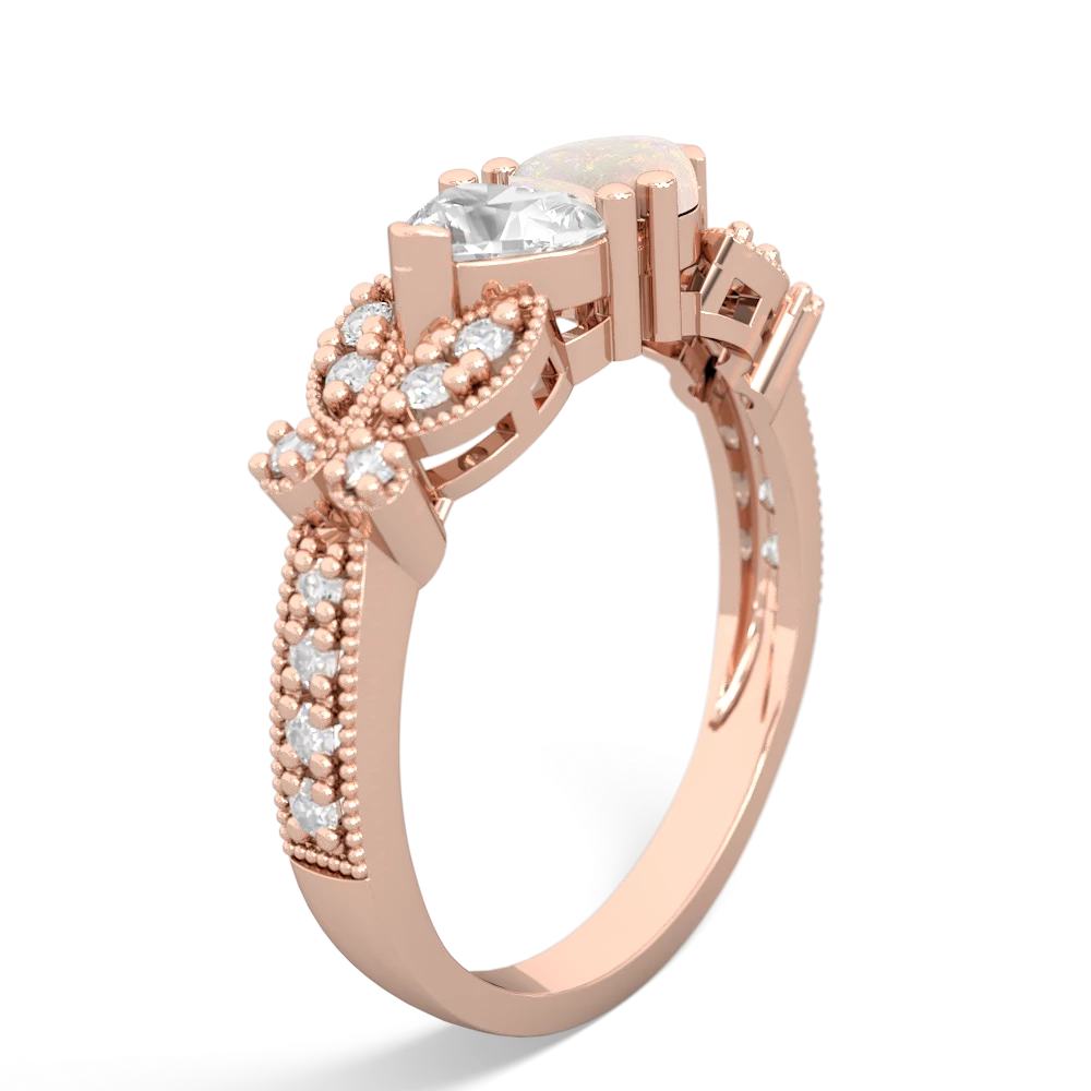 White Topaz Diamond Butterflies 14K Rose Gold ring R5601