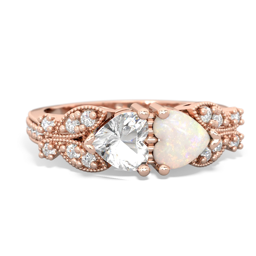 White Topaz Diamond Butterflies 14K Rose Gold ring R5601