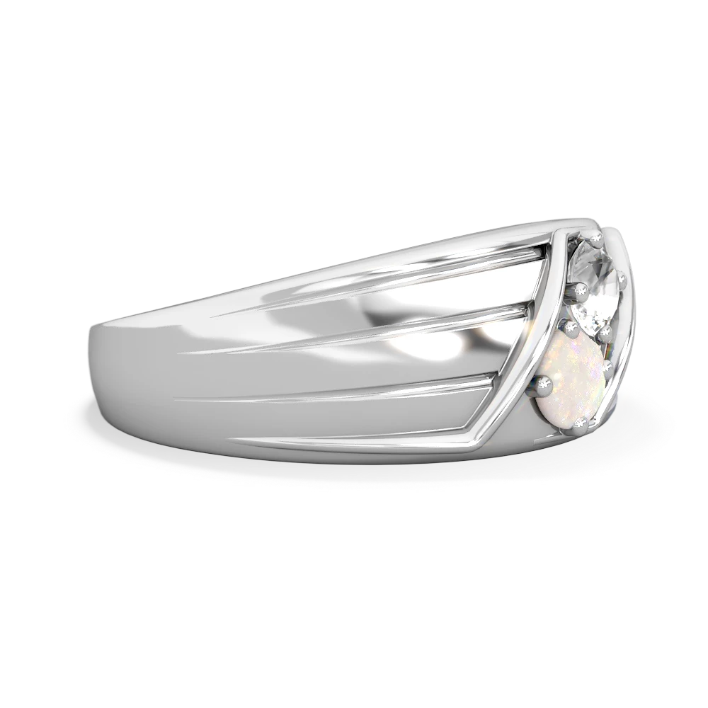 White Topaz Men's Streamline 14K White Gold ring R0460