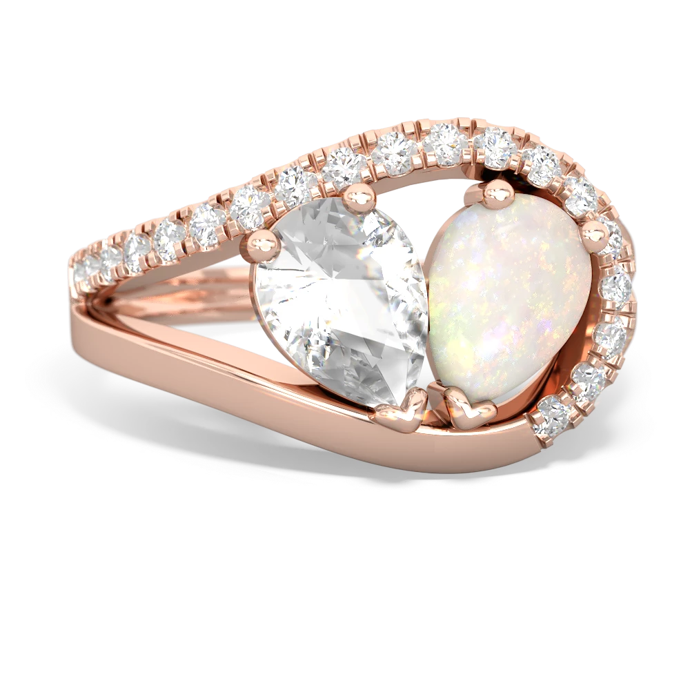 White Topaz Nestled Heart Keepsake 14K Rose Gold ring R5650