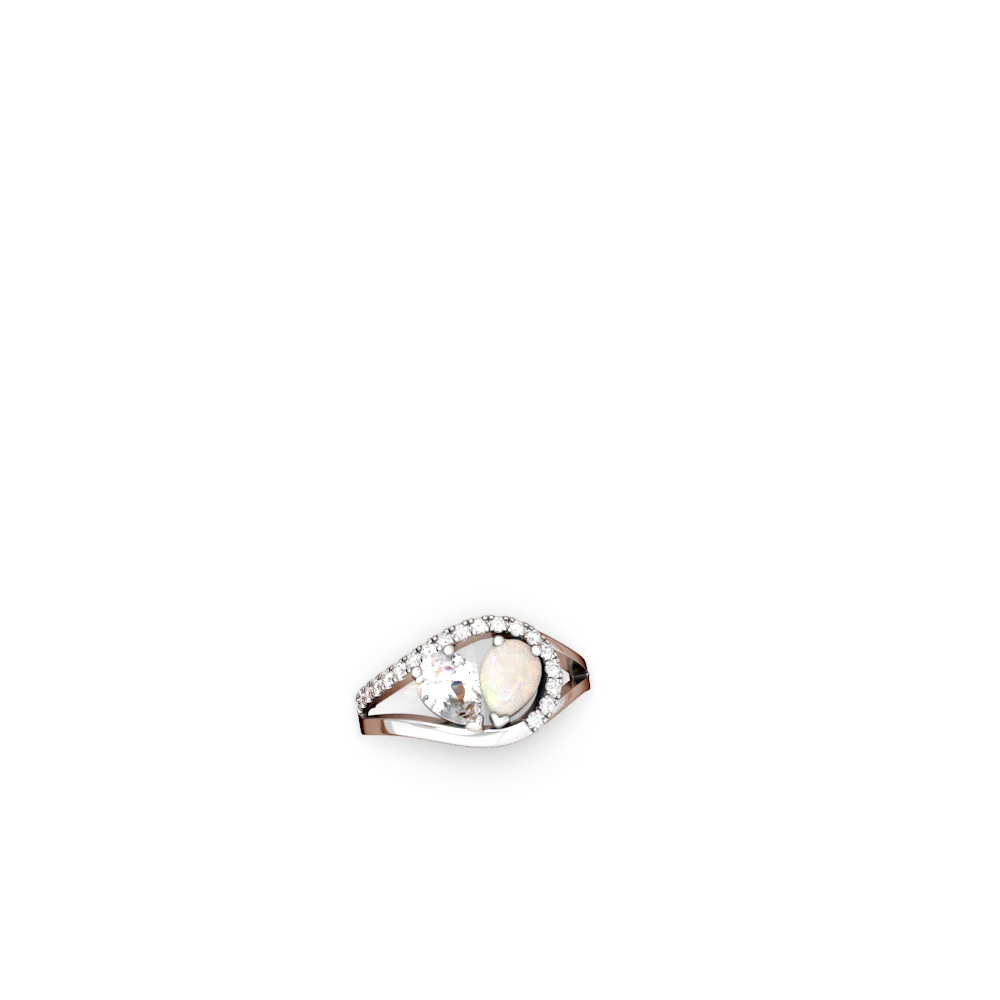 White Topaz Nestled Heart Keepsake 14K White Gold ring R5650