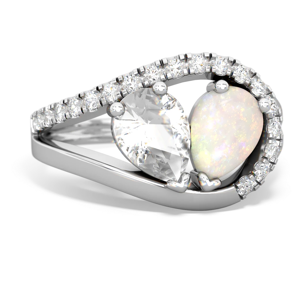 White Topaz Nestled Heart Keepsake 14K White Gold ring R5650