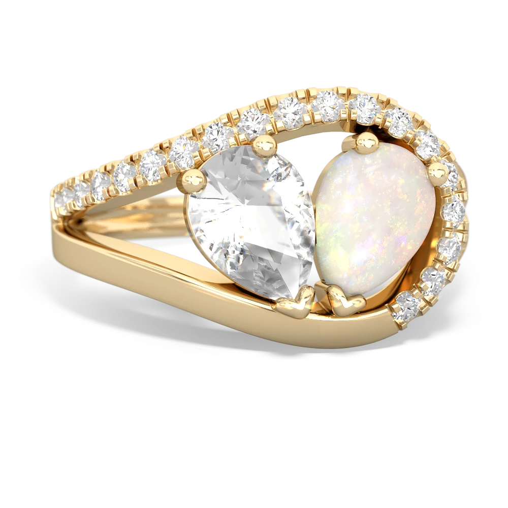 White Topaz Nestled Heart Keepsake 14K Yellow Gold ring R5650