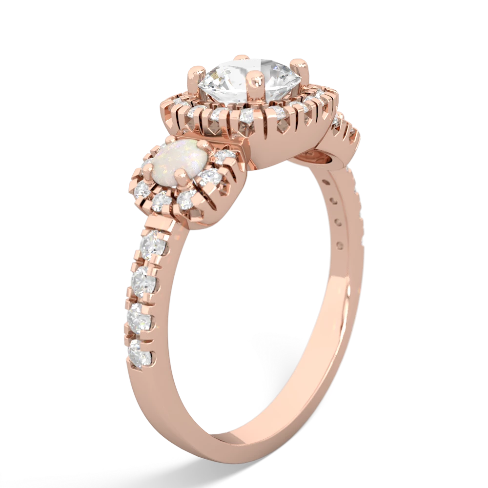 White Topaz Regal Halo 14K Rose Gold ring R5350