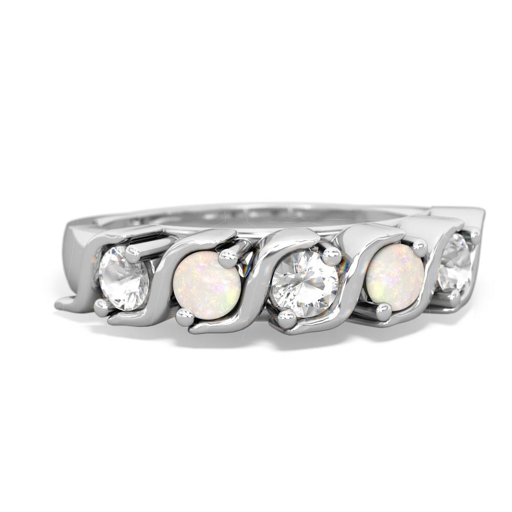 White Topaz Anniversary Band 14K White Gold ring R2089