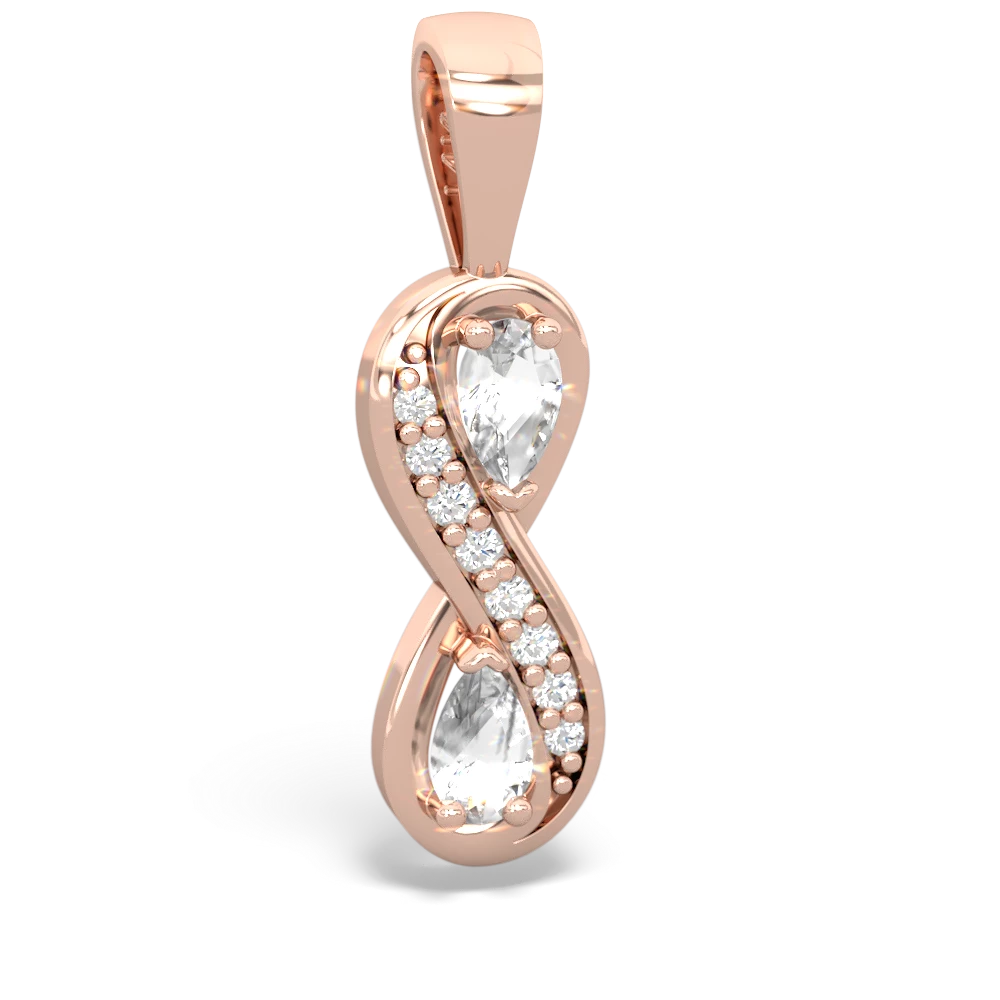 White Topaz Diamond Infinity 14K Rose Gold pendant P5390