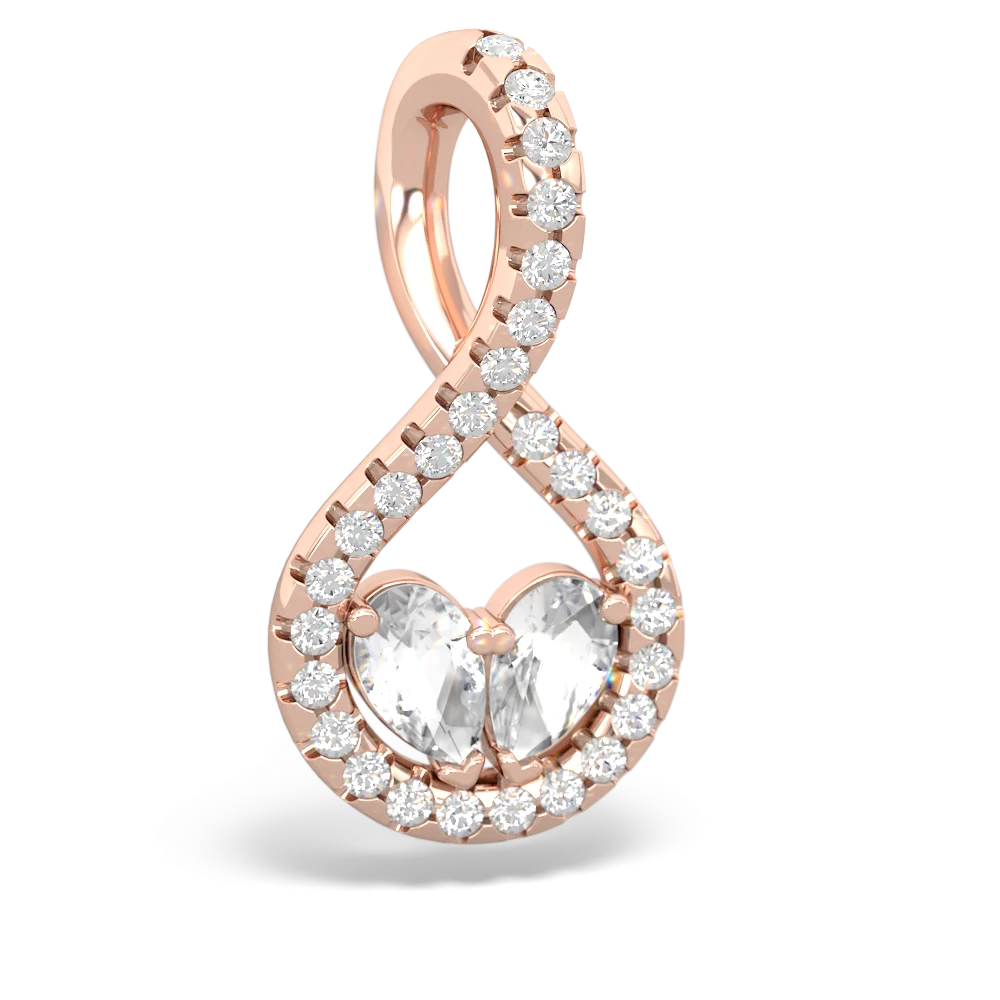 White Topaz Pave Twist 'One Heart' 14K Rose Gold pendant P5360