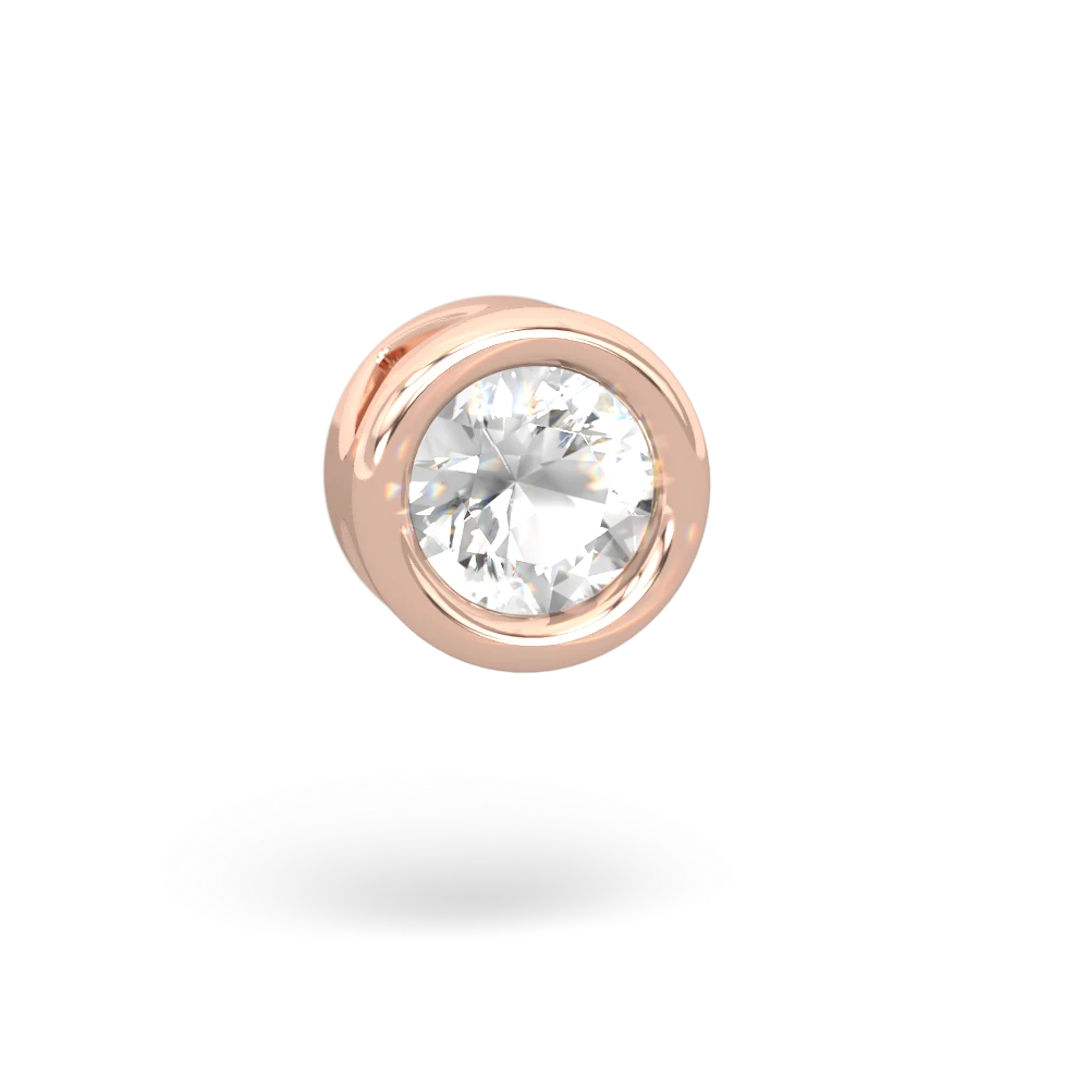 White Topaz 6Mm Slide 14K Rose Gold pendant P3786