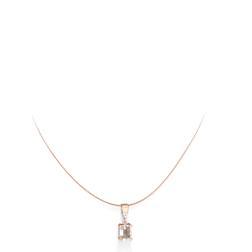 White Topaz Art Deco Dangle 14K Rose Gold pendant P1937