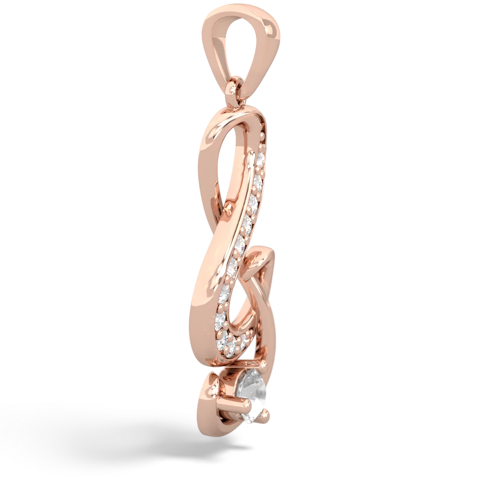 White Topaz G-Clef Music 14K Rose Gold pendant P5830