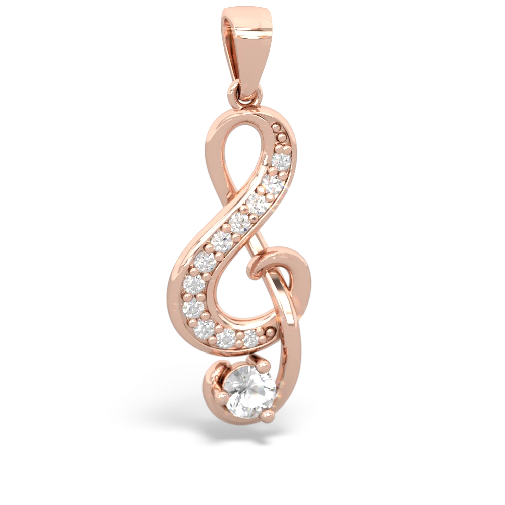 White Topaz G-Clef Music 14K Rose Gold pendant P5830