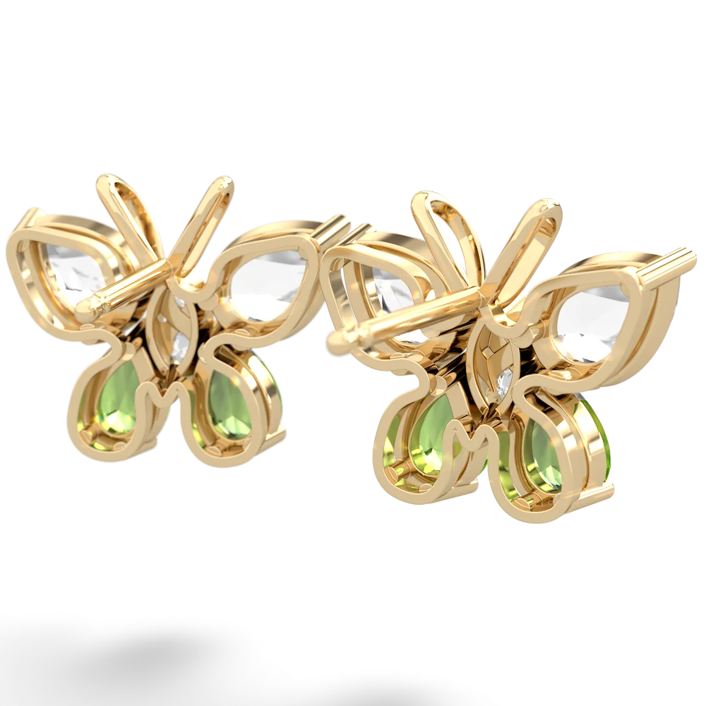 White Topaz Butterfly 14K Yellow Gold earrings E2215