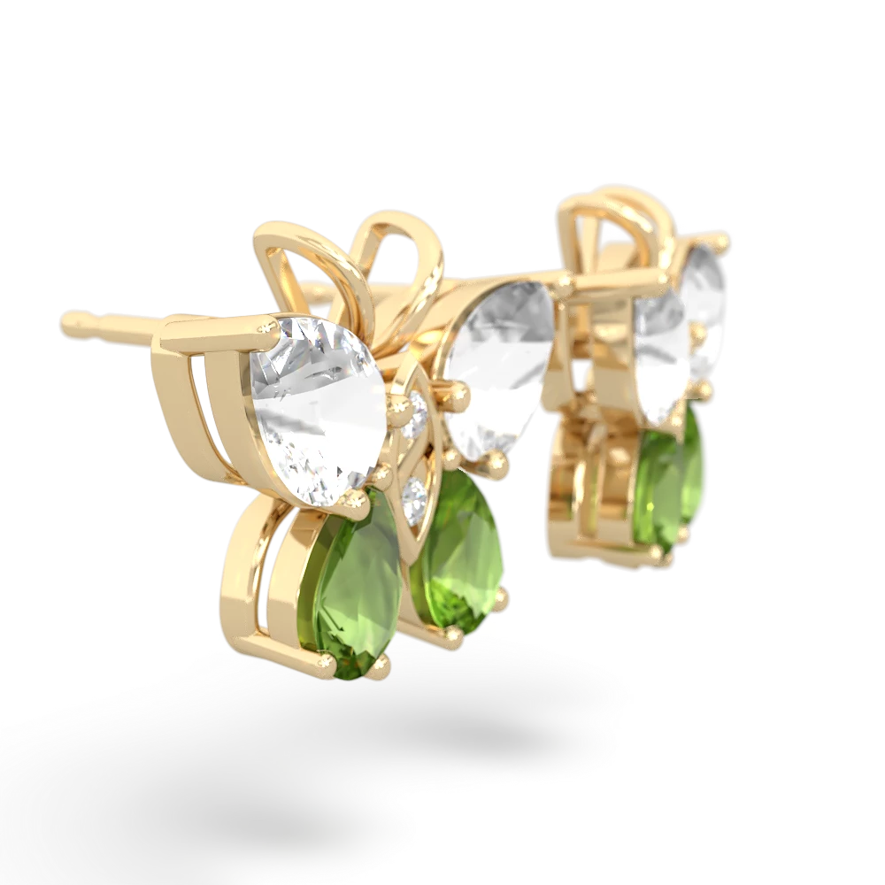 White Topaz Butterfly 14K Yellow Gold earrings E2215