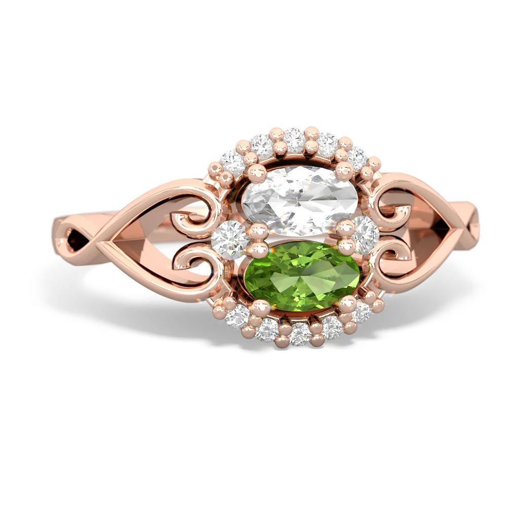 White Topaz Love Nest 14K Rose Gold ring R5860