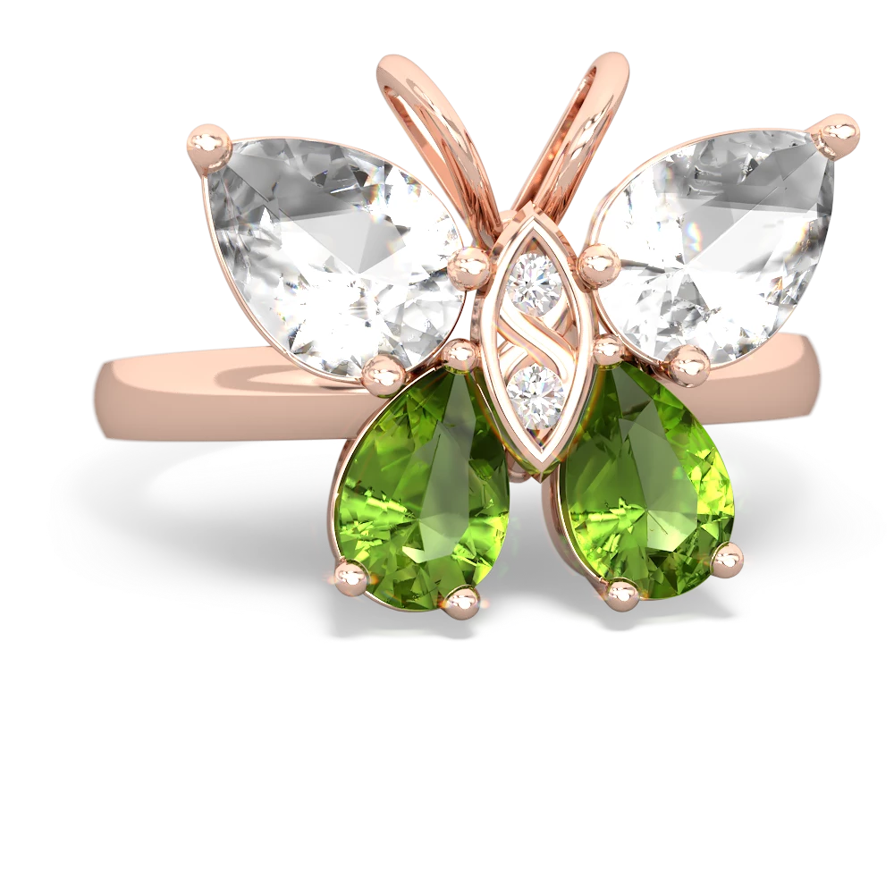 White Topaz Butterfly 14K Rose Gold ring R2215