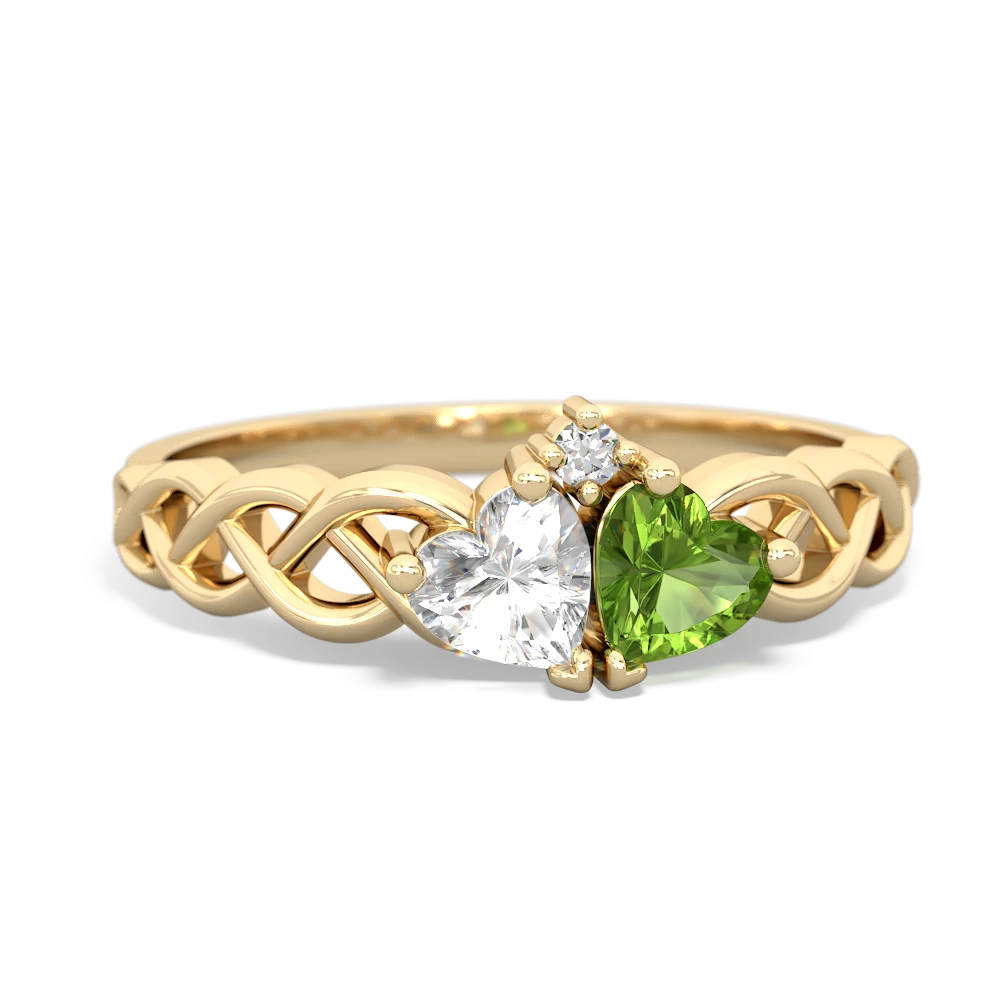 White Topaz Heart To Heart Braid 14K Yellow Gold ring R5870