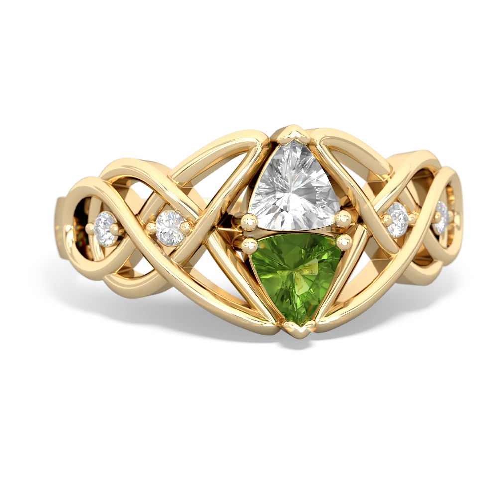 White Topaz Keepsake Celtic Knot 14K Yellow Gold ring R5300