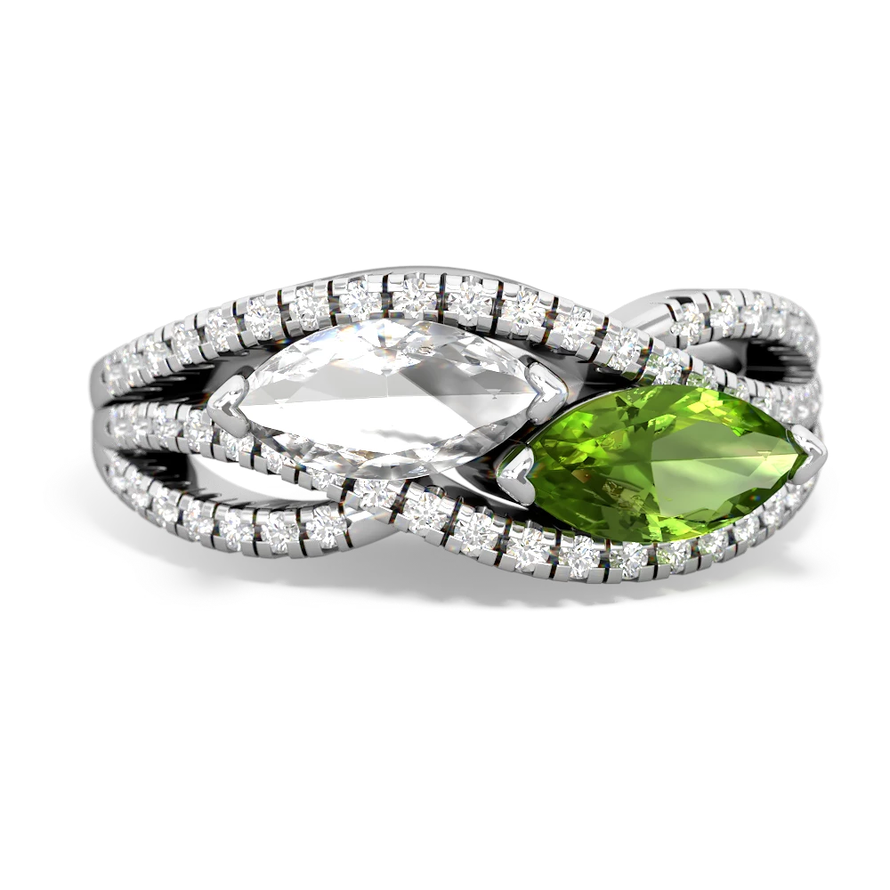 White Topaz Diamond Rivers 14K White Gold ring R3070