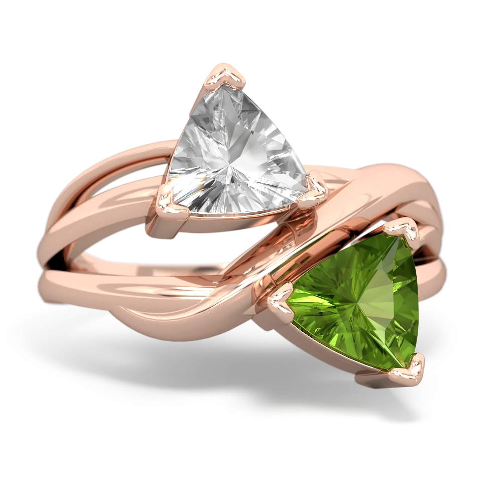 White Topaz Split Band Swirl 14K Rose Gold ring R2341