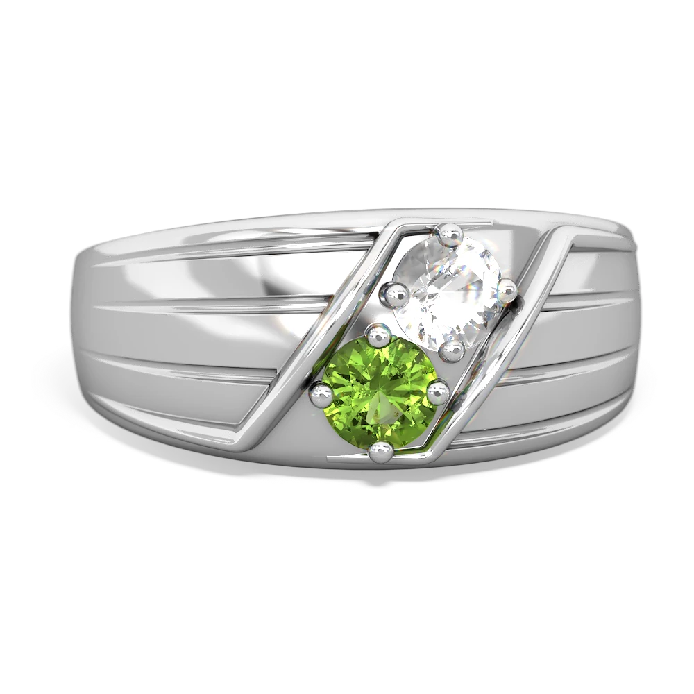 White Topaz Men's Streamline 14K White Gold ring R0460